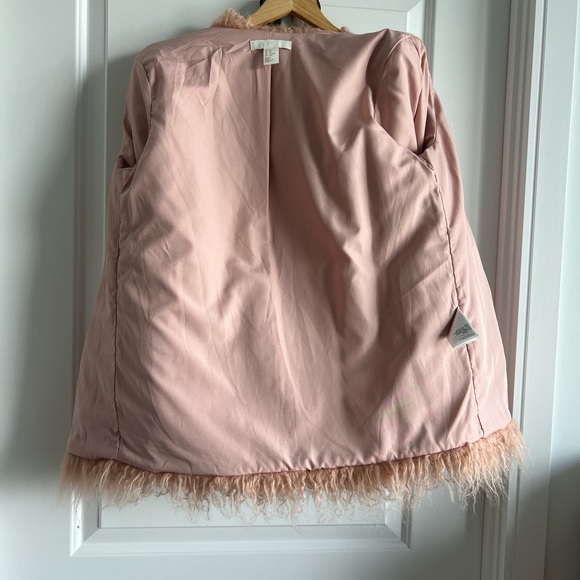 Faux Mongolian fur coat in dusty rose XS H&M - Picture 6 of 6